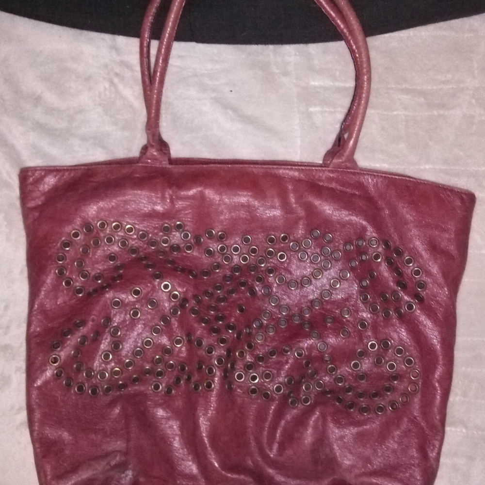 Chico's Red Leather Tote with Relaxed Silhouette